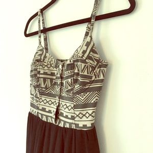 Love, Fire Size S Boho Maxi Dress Grey and Black